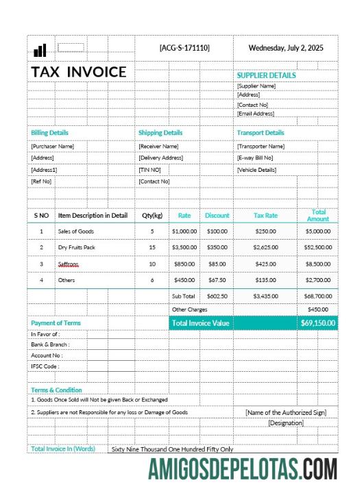 imprimível Modelo de nota fiscal para impressão